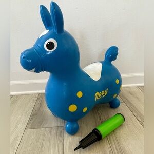 GYMNIC Rody Bounce Horse Blue with Hand Pump -Made In Italy - For Baby & Toddler